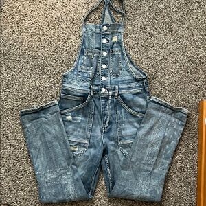 Pilcro distressed denim overalls